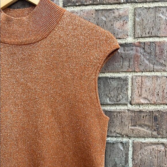 Coldwater Creek Women’s Chic Sparkle Copper Fall Sleeveless Knit Top M - Picture 6 of 14